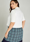 Button Sleeve Detail Knit Shrug +, Cream, large