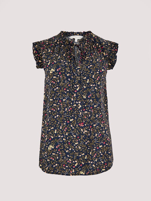 Floral Forest Top, Navy, large
