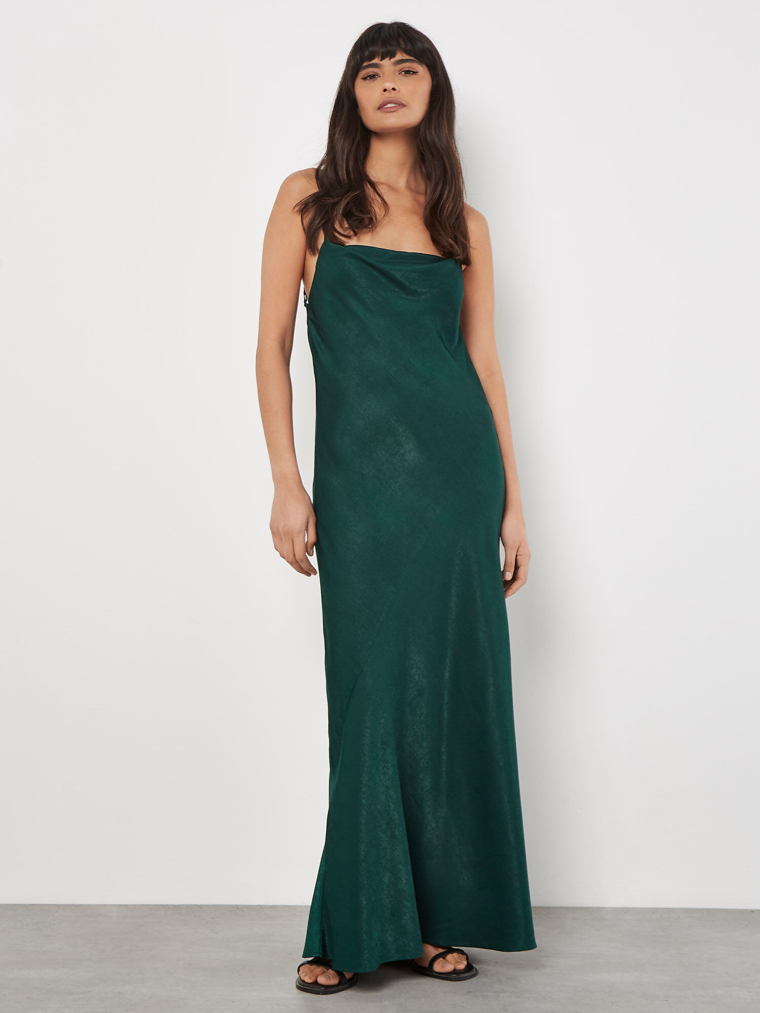 Satin backless maxi dress hot sale