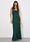 Backless Satin Maxi Dress, Green, large