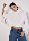 Mock Neck Cape Jumper, White, large