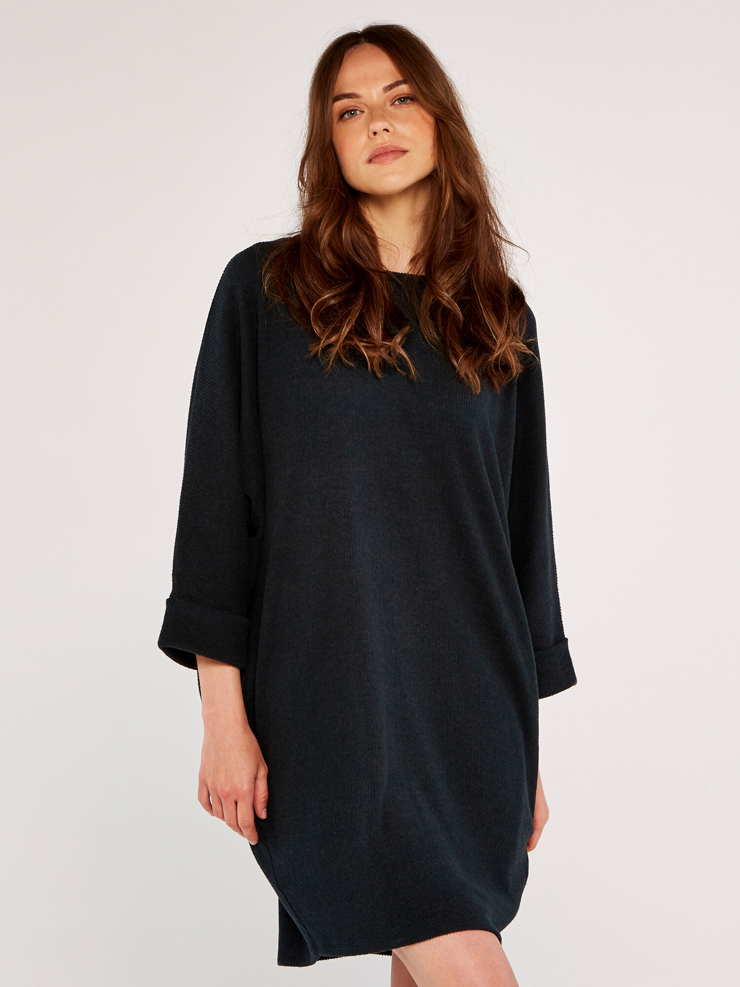 Ribbed Cocoon Dress | Apricot UK