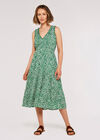Daisy Print Tiered Midi Dress, Green, large