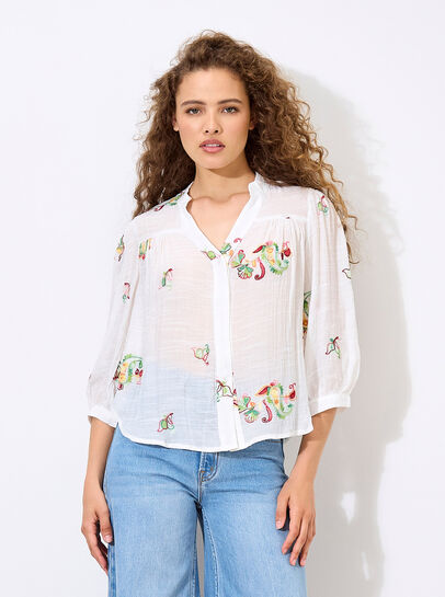 Floral Paisley Embroidered Blouse