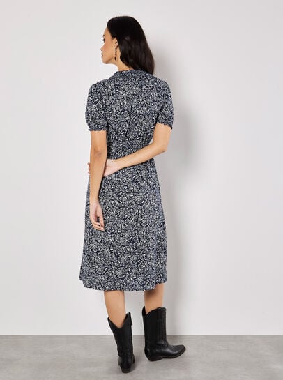 Floral Fruit Wrap Midi Dress