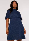 Curve Star Jacquard Mini Dress, Navy, large