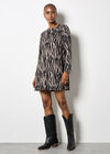 Zebra Knit Swing Mini Dress, Stone, large