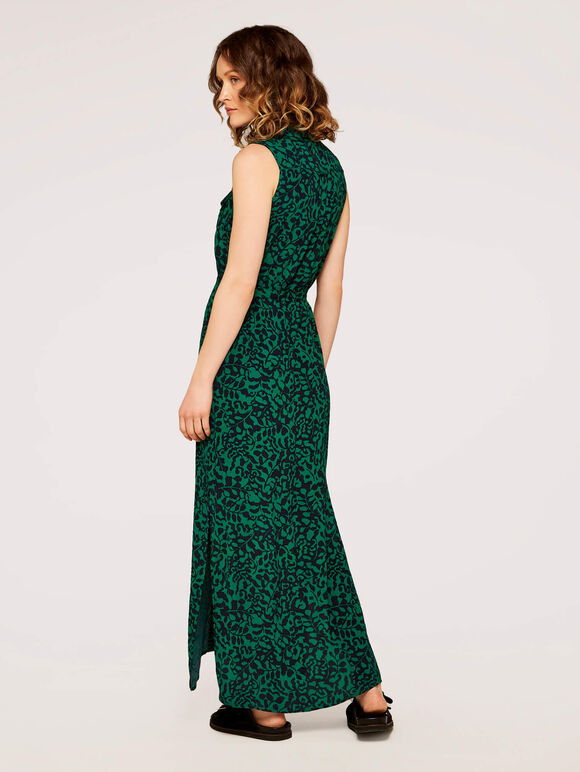 Leaf Silhouette Shirt Dress, Green, large