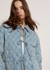 Cotton Denim Quilted Jacket, Blue, large