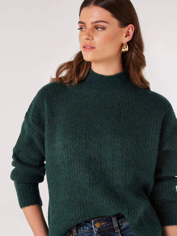 Chunky Knit Ribbed Jumper, Green, large