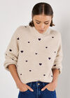Embroidered Heart Jumper, Stone, large