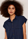 Sleeveless Shirt Mini Dress, Navy, large