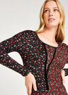 Ditsy Edwardian Dress, Red, large