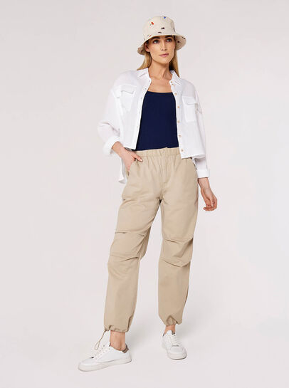 Pantalon Cargo À Liens Plissés