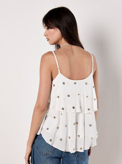 Sequin Spot Tiered Camisole Top