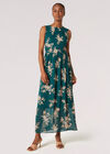 Robe longue en mousseline de soie Botanical Blooms, Vert, grand