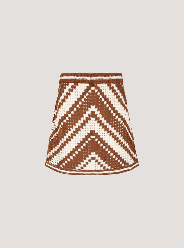 Chevron Crochet Mini Skirt, Stone, large