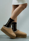 Cosy Slip On Platform Boots, Stone, large