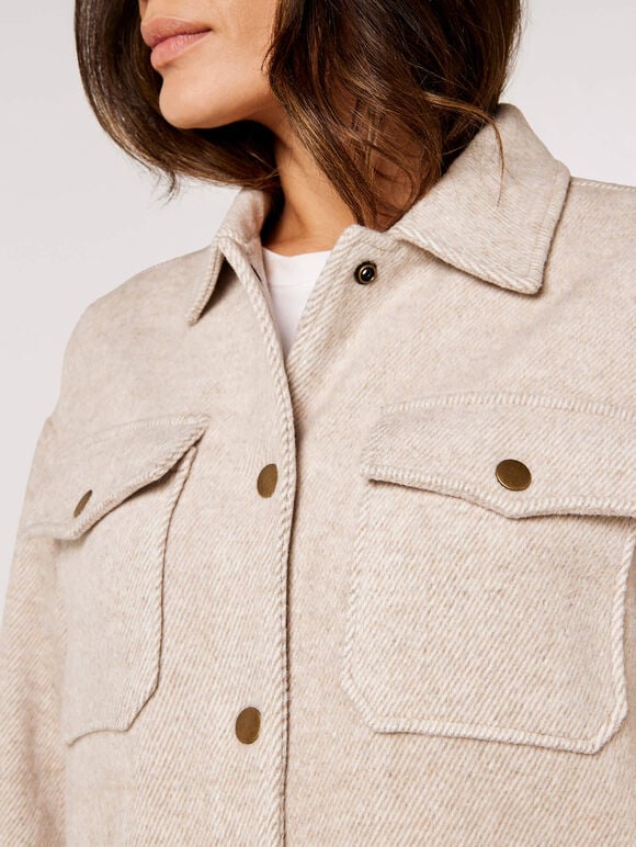 Twill Shacket, Stone, large
