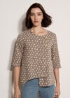 Irregular Spot Asymmetric Wrap Top, Brown, large