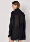 Oversized Chiffon Shirt, Black, large