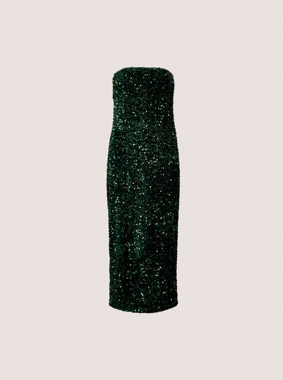 Sequin Bandeau Velvet Bodycon Midi Dress