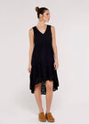 Mini-robe High-Low Anglaise, Noir, large