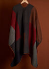 Colour Block Blanket Cape, Red, large