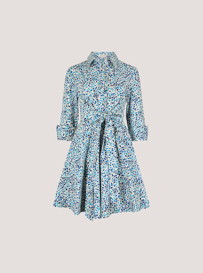 Cotton Poplin Leaf Shirt Mini Dress