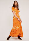 Floral Patchwork Print Maxi Dress, Orange, large