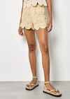 Crochet Circle Cotton Mini Shorts, Stone, large