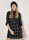 Check Cotton Corduroy Mini Dress, Grey, large