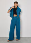 Soft Tailored Wide Leg Trousers, Teal, large