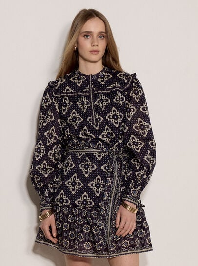 Tile Print Shift Mini Dress