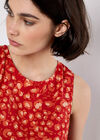 Tie Back Leopard Print Top, Red, large