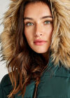 Removable Faux Fur Hood Puffer Jacket, Green, large