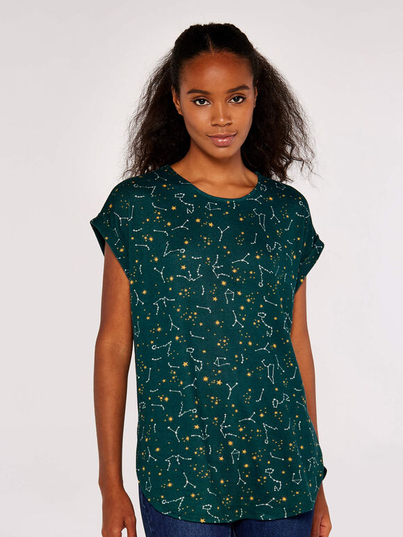 Constellation Short Sleeve Top, Green, large