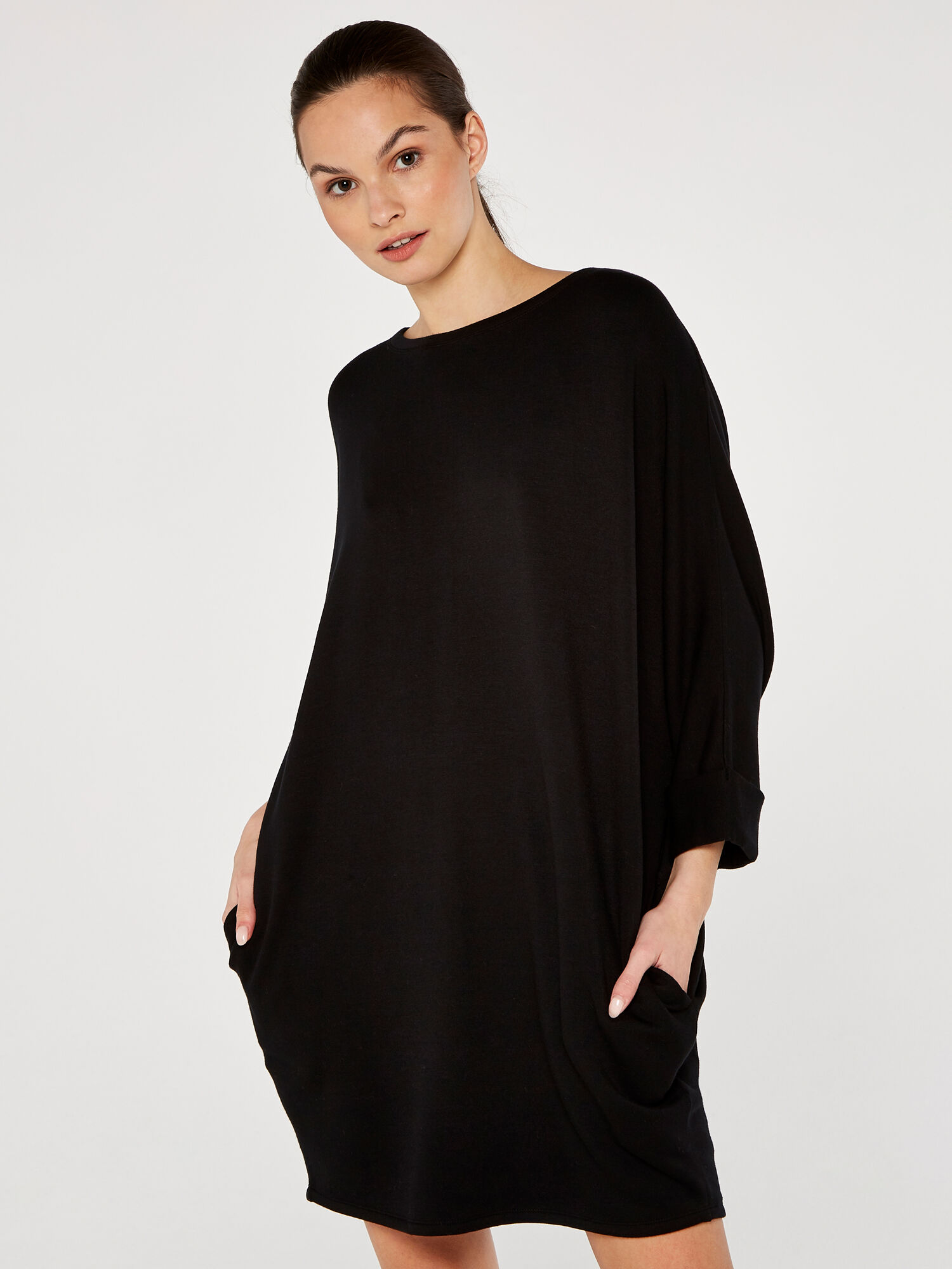 Jersey Cocoon Dress Apricot Clothing