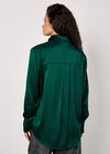 Oversized Satin Shirt, Green, large