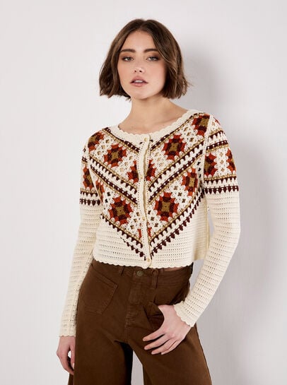 Crochet Squares Scallop Cardigan