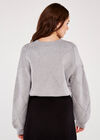 Basket Weave Puff Sleeve Jumper, Grey, large