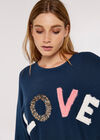 Sequin Love Jumper, Navy, large