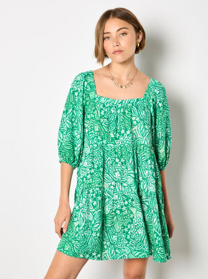 Floral Print Tiered Mini Dress