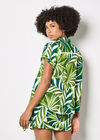 Tropical Leaf Print Wrap Mini Skirt, Green, large
