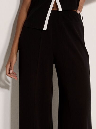Jersey Crepe Stripe Wide-Leg Trousers