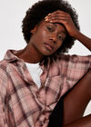Check Oversized Shirt, Pink, large