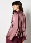 Ruffle Crinkle Satin Top, Pink, large