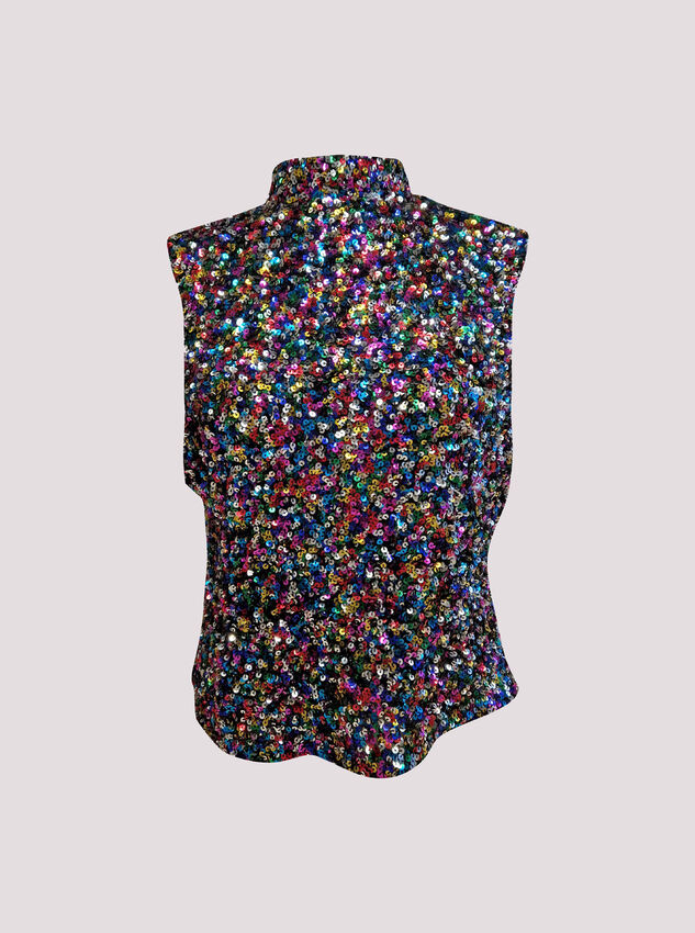 Rainbow Sequin Top, Black, large