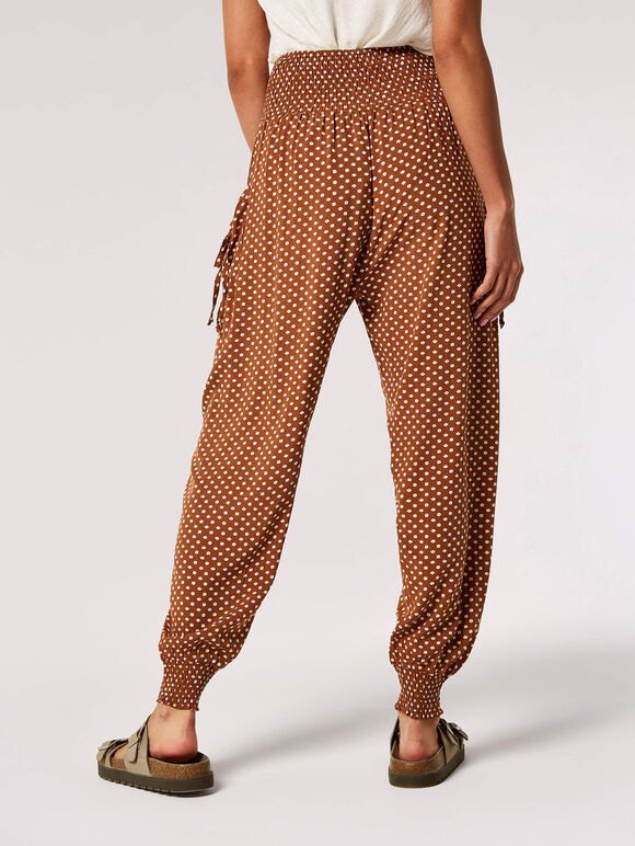 Diamond Print Smocked Jogger, Rust, large