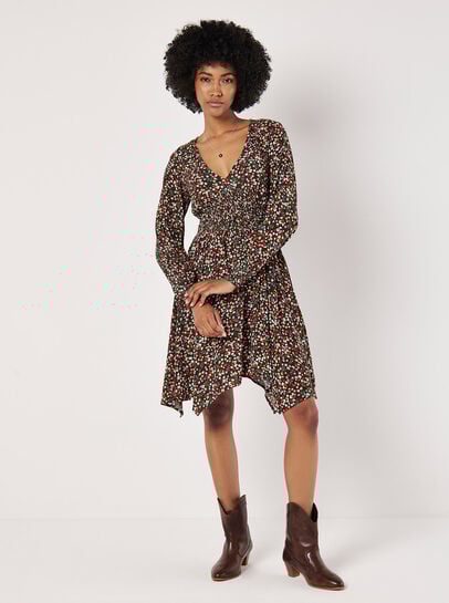 Ditsy Floral Smocked Mini Dress